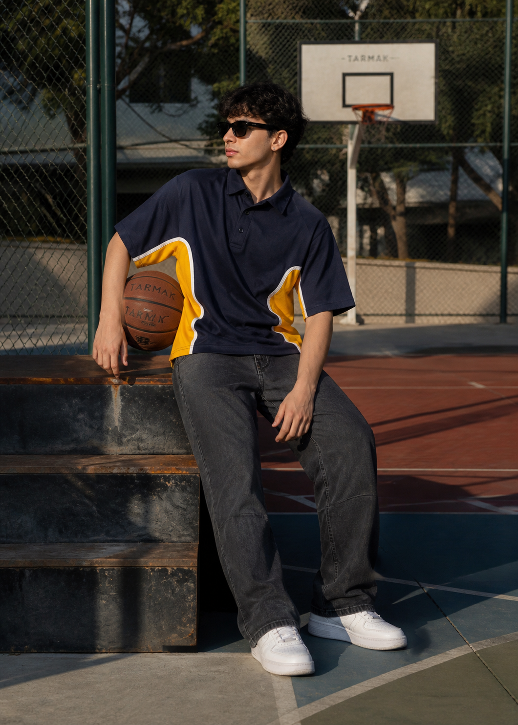 Falcon-Men FLN Polo Shirts Navy / Orange