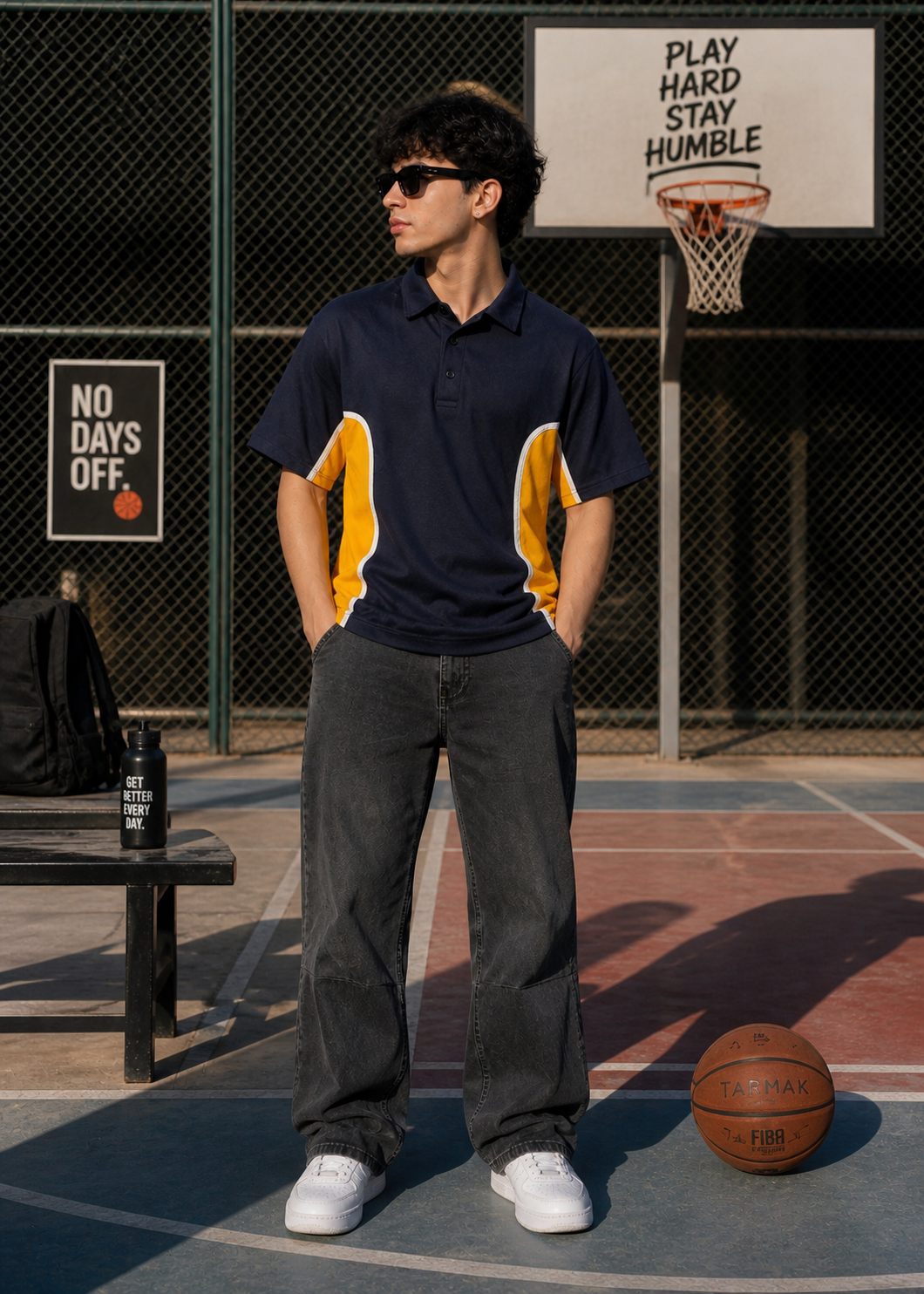 Falcon-Men FLN Polo Shirts Navy / Orange