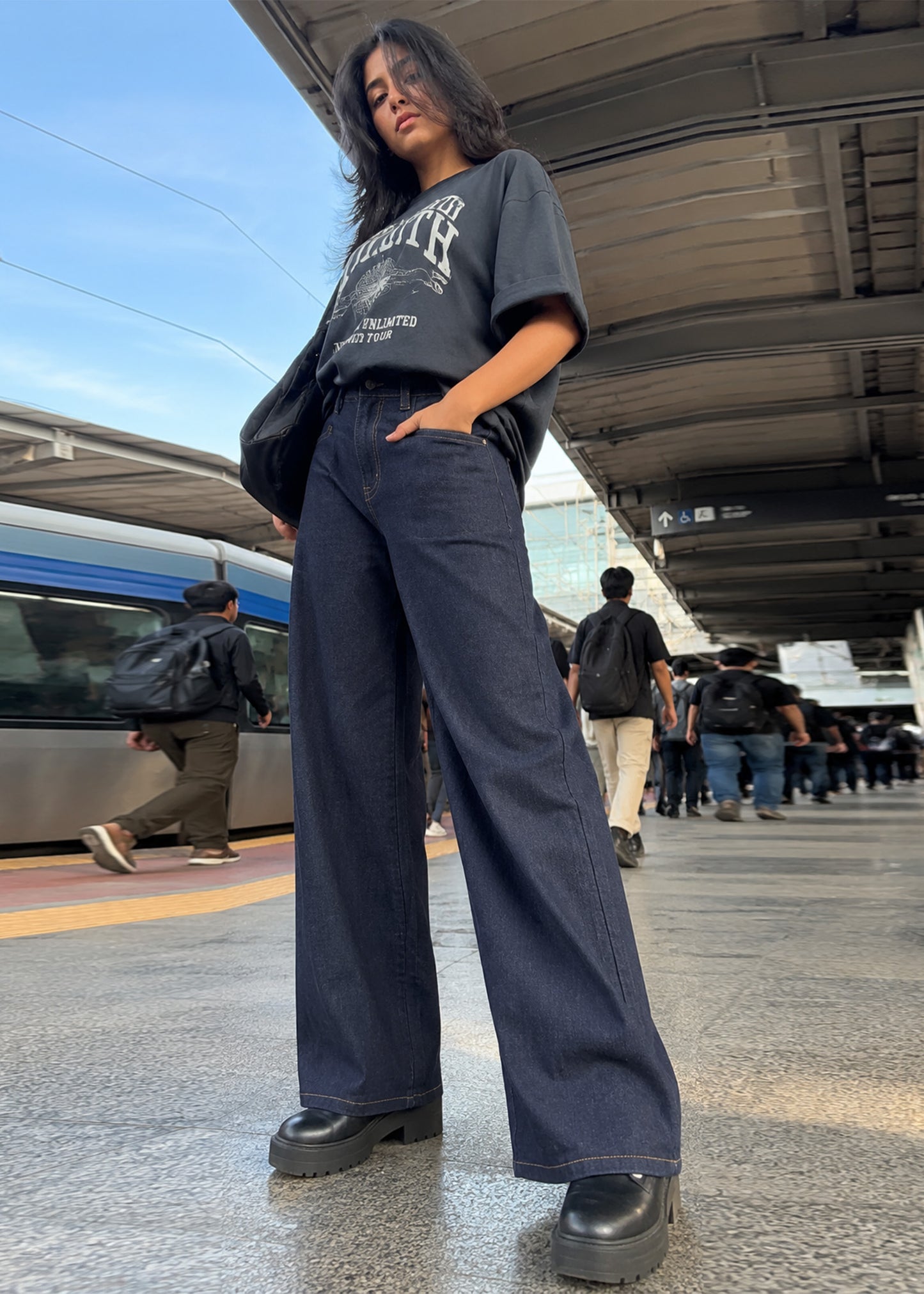 MAG-Women Wide Leg MAC Jeans Dark Blue 511