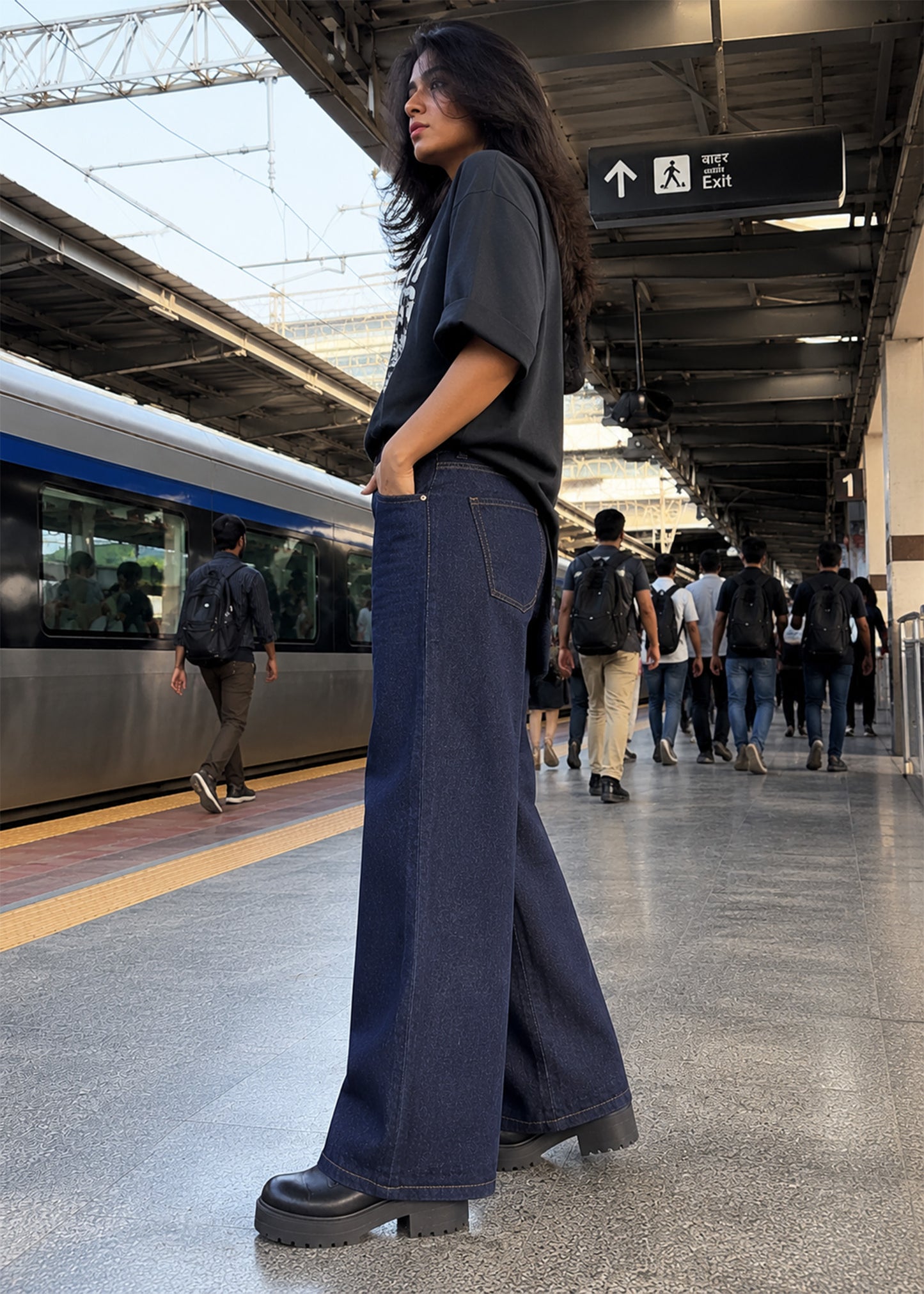 MAG-Women Wide Leg MAC Jeans Dark Blue 511