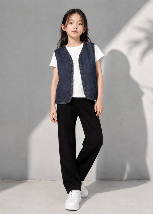 M&S Girls Sleeveless Denim Waist Coat Dark Blue US 654