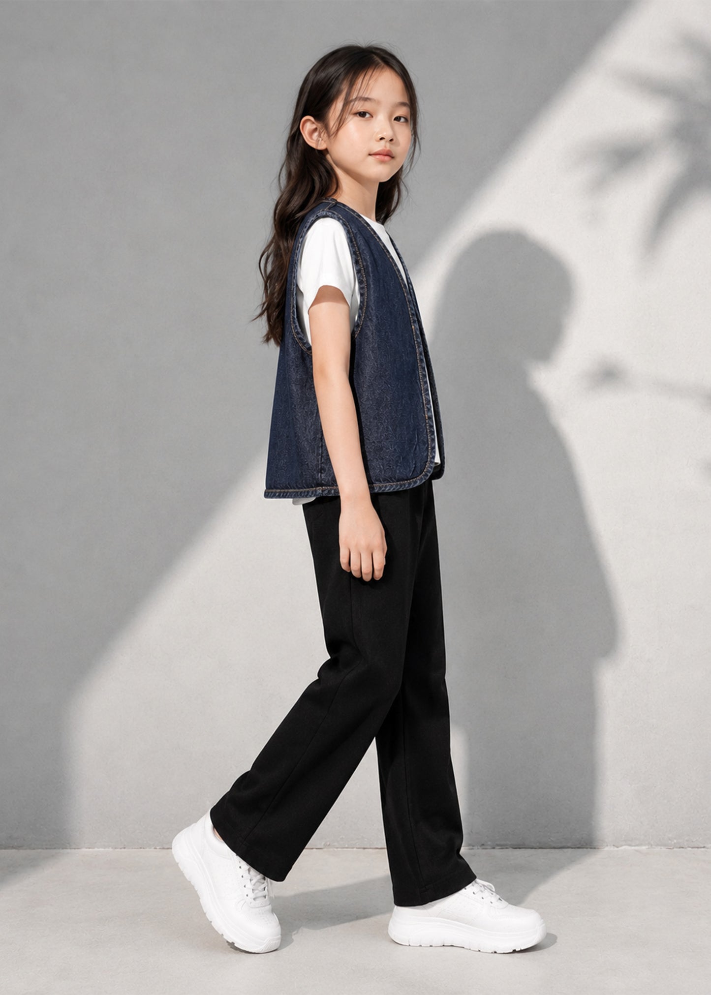 M&S Girls Sleeveless Denim Waist Coat Dark Blue US 654