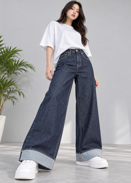 M&S Women Wide Leg Jeans Dark Blue US 758