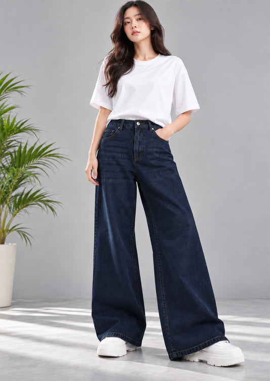 C&A Women Wide Leg Jeans Dark Blue US 760