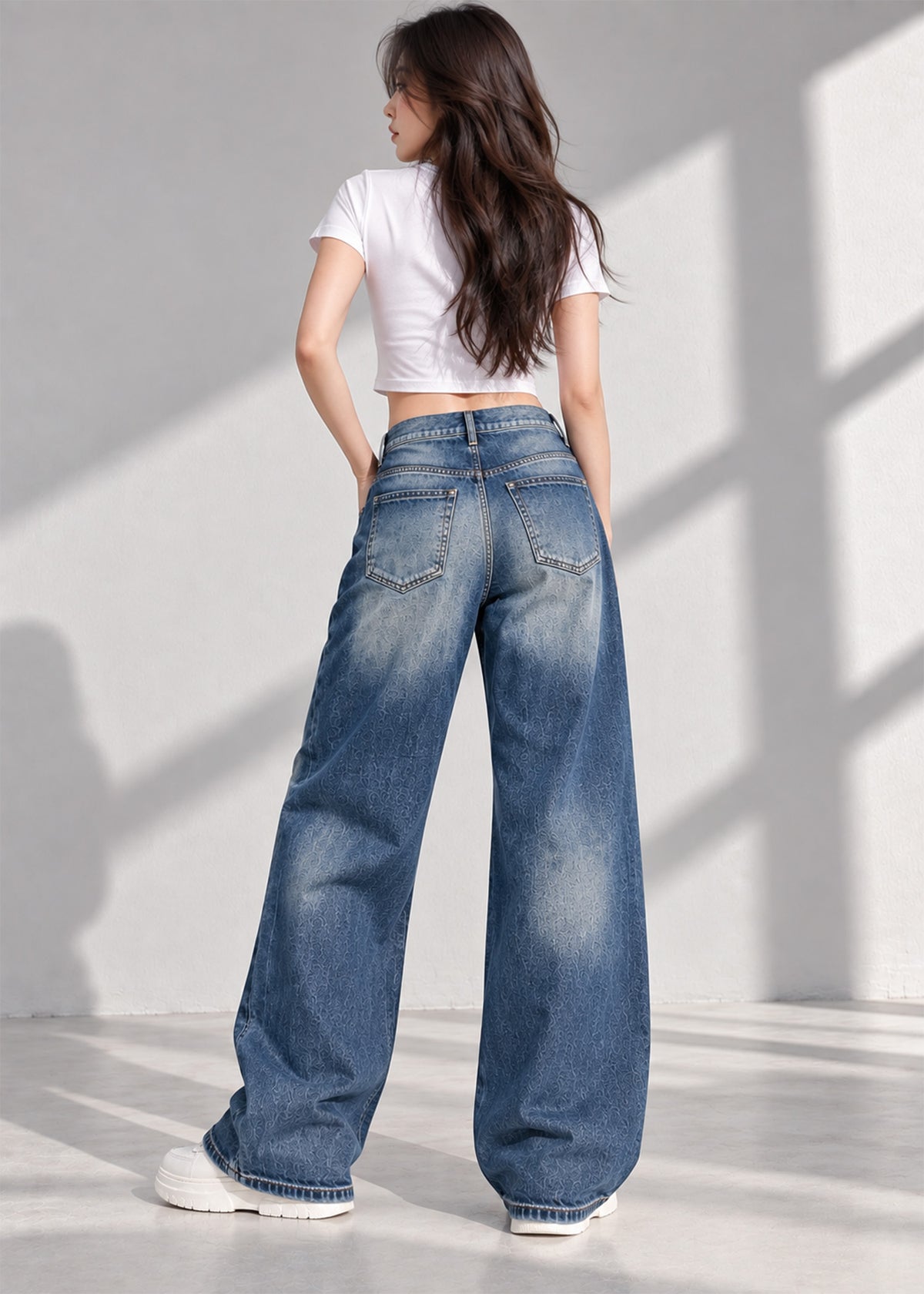 Week Day Women Wide Leg Jeans Dark Indigo Vintage Wash US 795