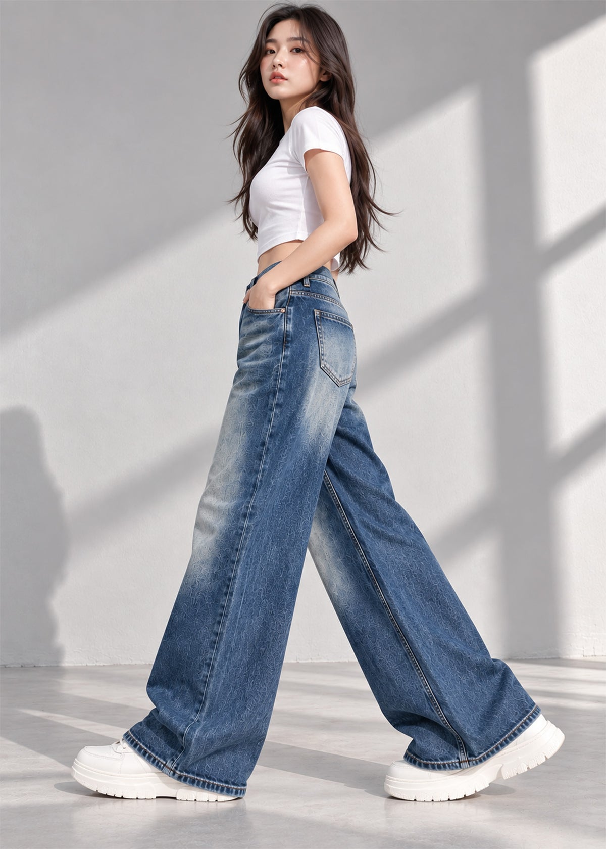 Week Day Women Wide Leg Jeans Dark Indigo Vintage Wash US 795