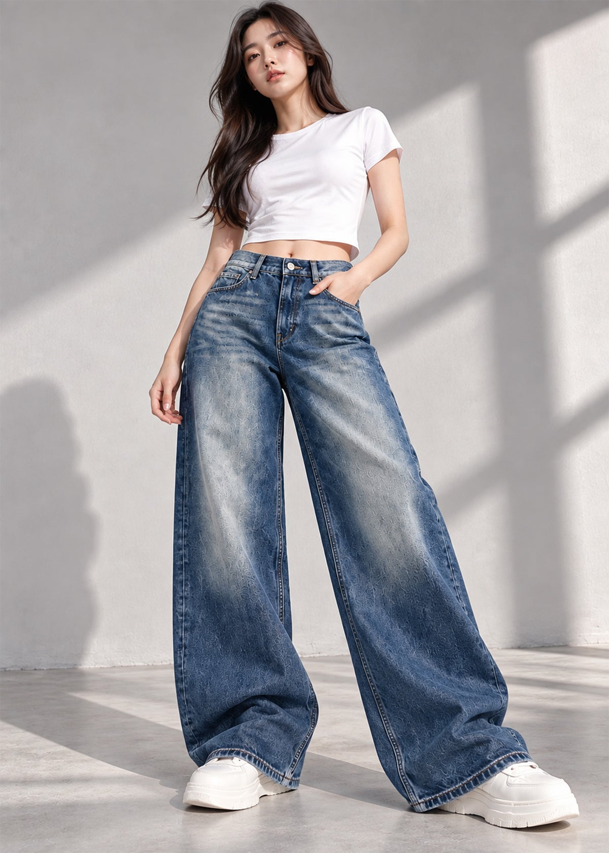 Week Day Women Wide Leg Jeans Dark Indigo Vintage Wash US 795