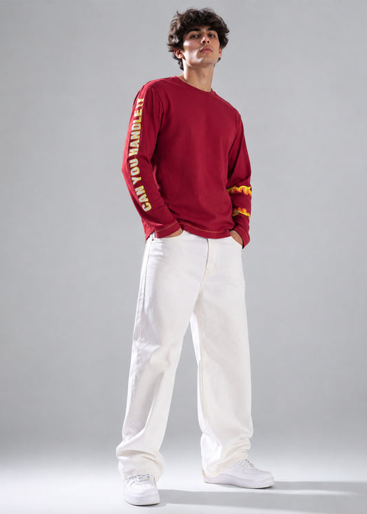 Cheetos Men’s Long Sleeve Graphic T-Shirt Deep Crimson Red 779
