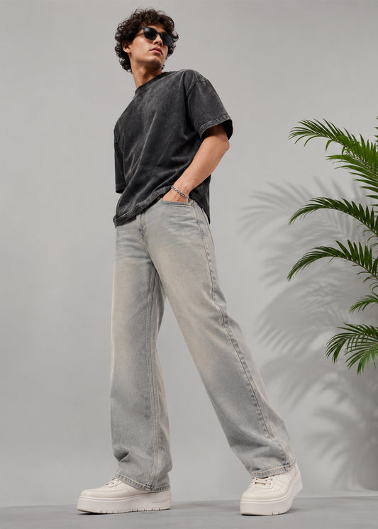 M&S Men's Straight Jeans Dirty Wash US 568