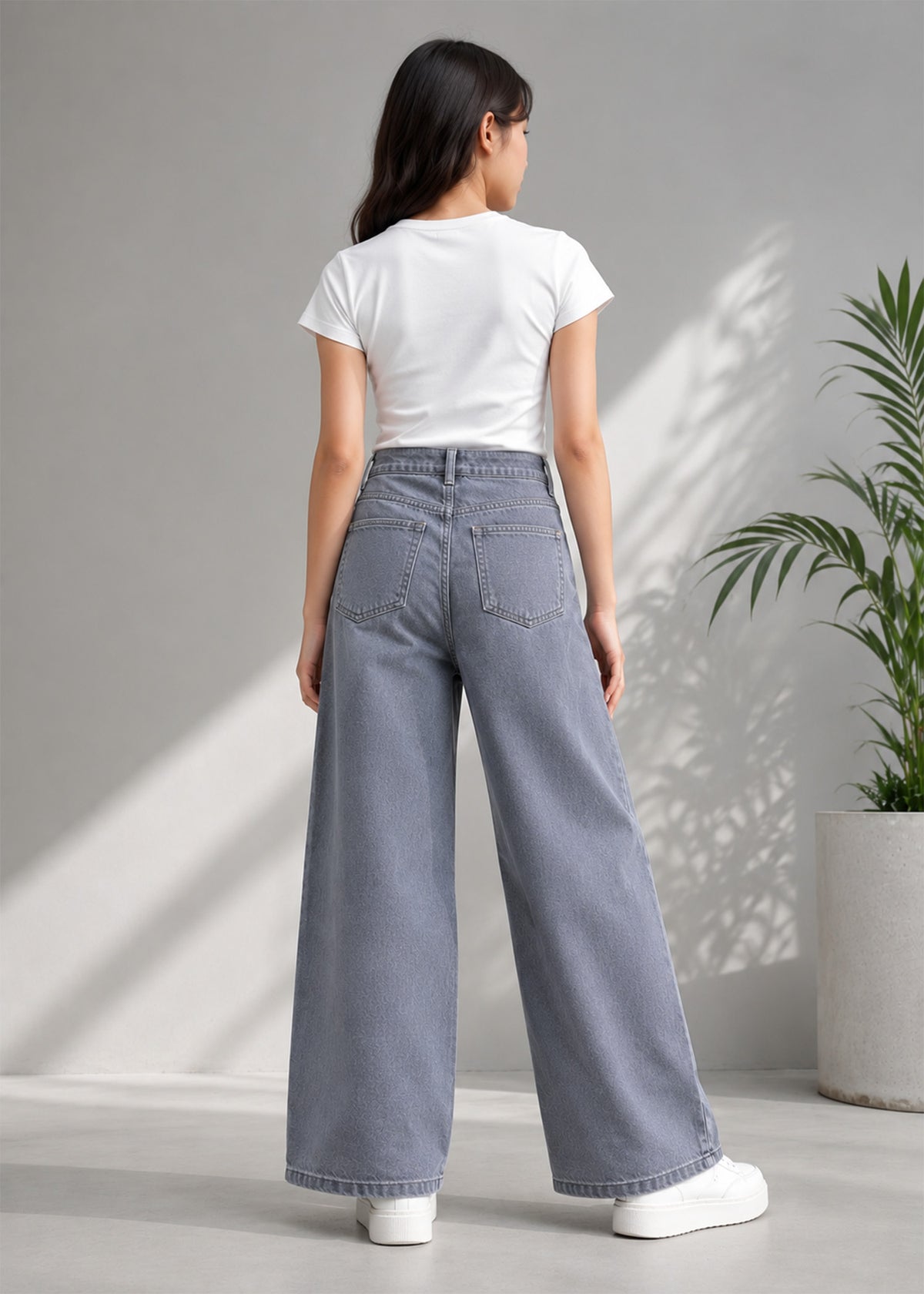 Cat & Jack Girls Wide Leg Jeans Dark Grey INT 649