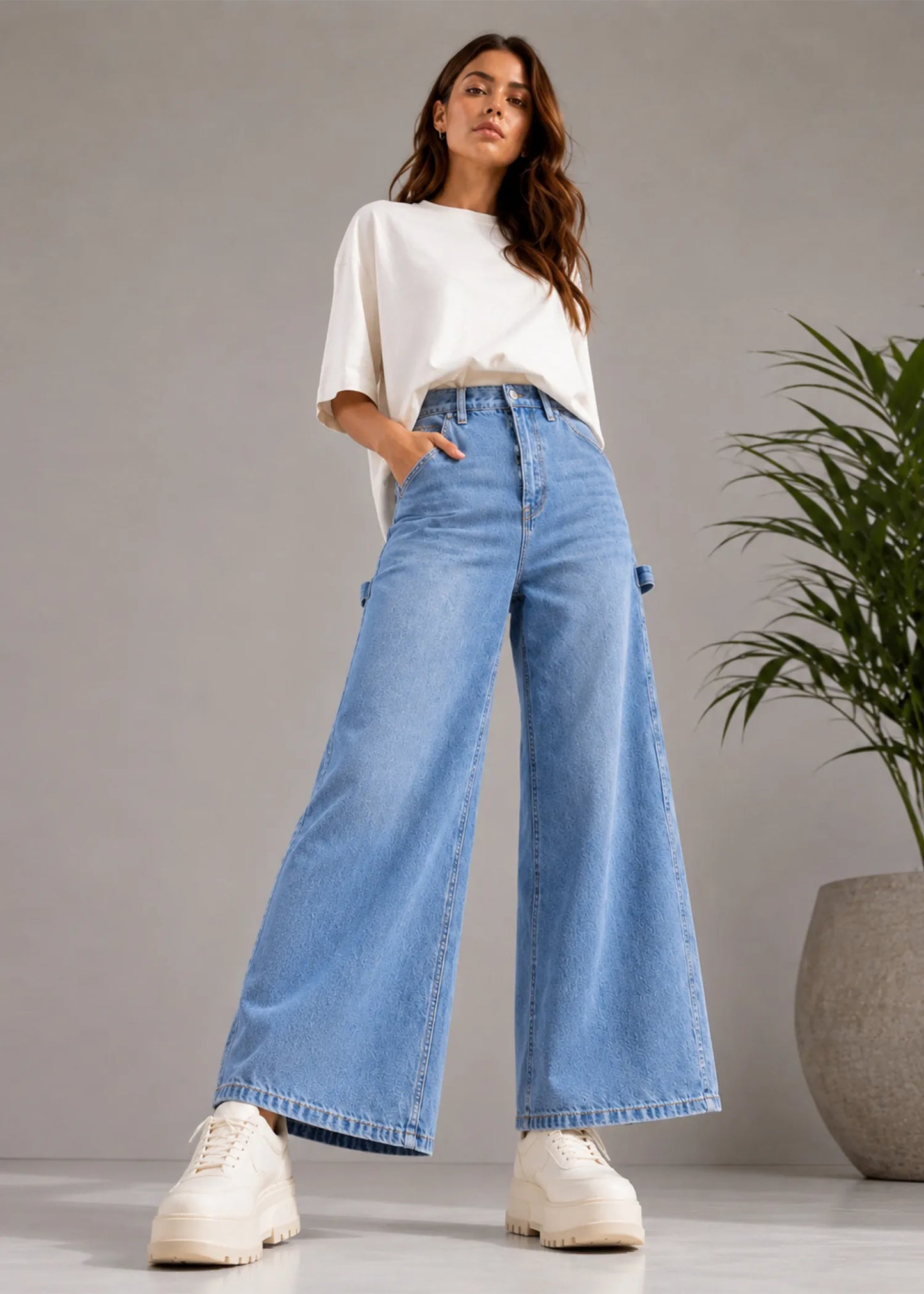 FRACOMINA Women Wide Leg Jeans Blue Dia 543