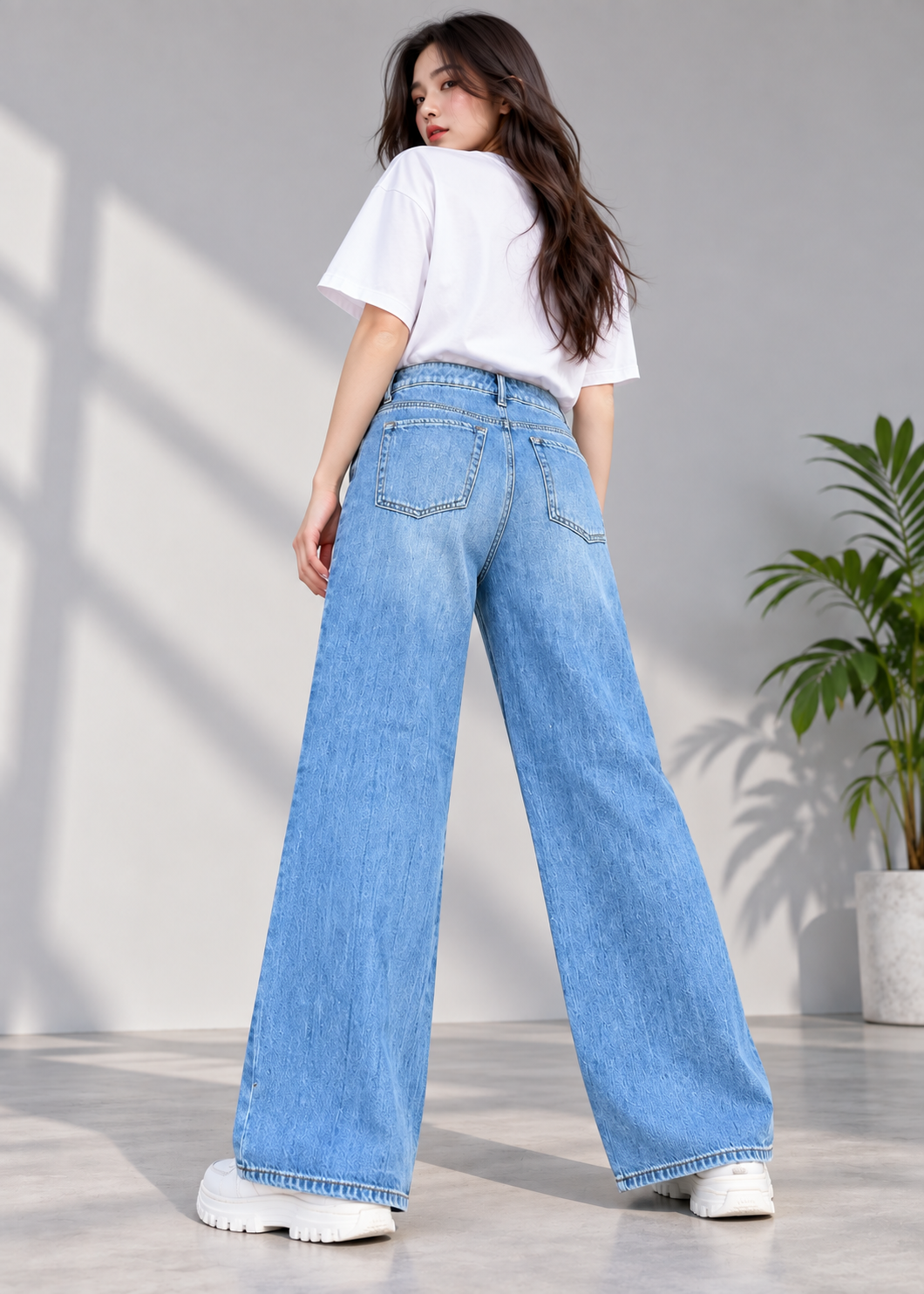 Forever-Women Loose Fit Non Stretch Grinding Denim 859