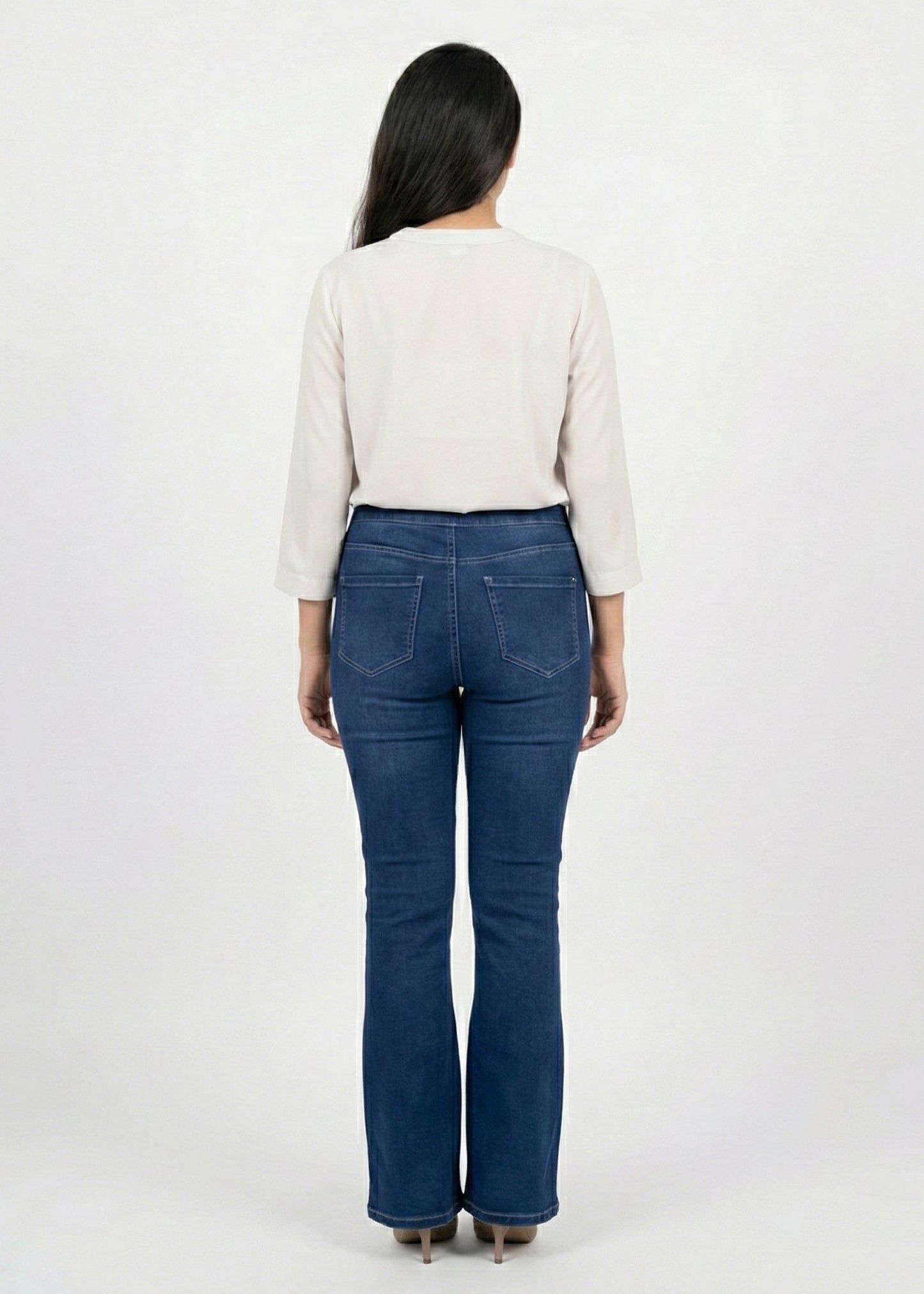 gina-Bootcut Cotton Jeans Jegging- Blue - 01