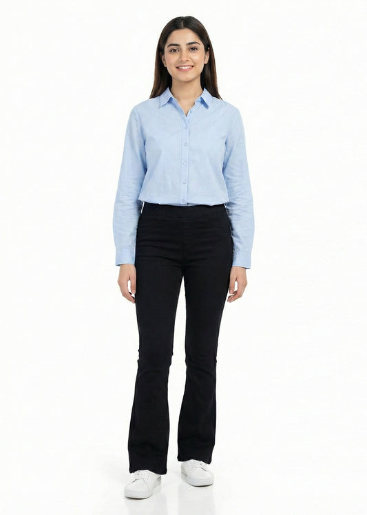 gina-Bootcut Cotton Jeans Jegging- Black- 03