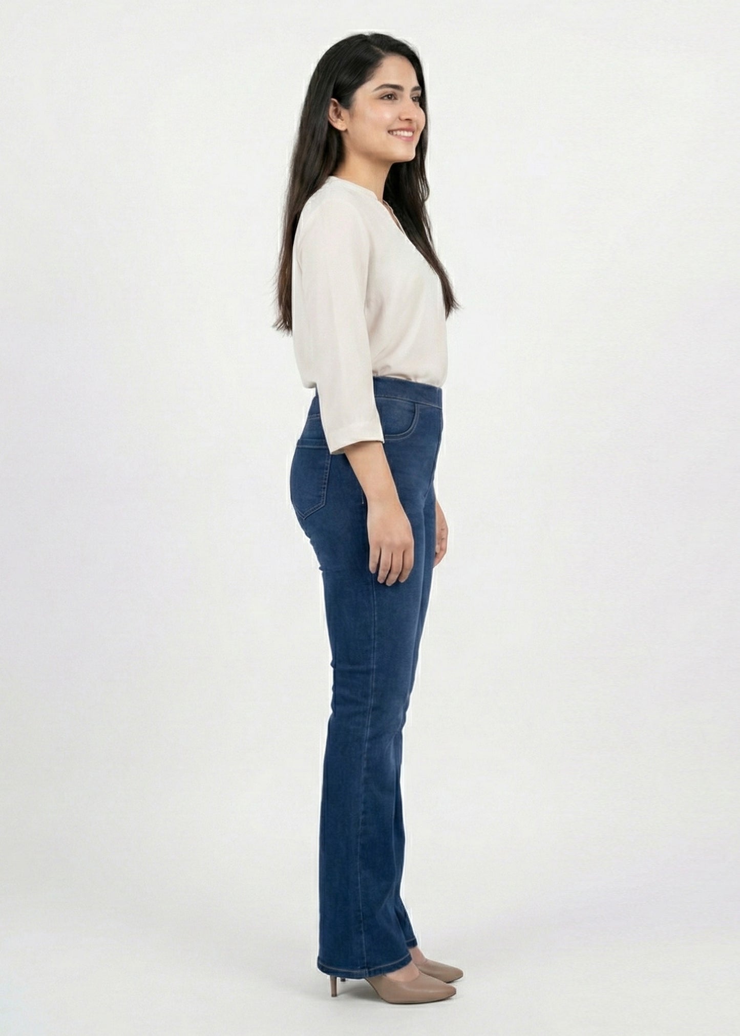 gina-Bootcut Cotton Jeans Jegging- Blue - 01