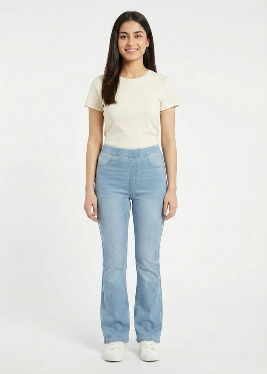 gina-Bootcut Cotton Jeans Jegging- Sky blue -02