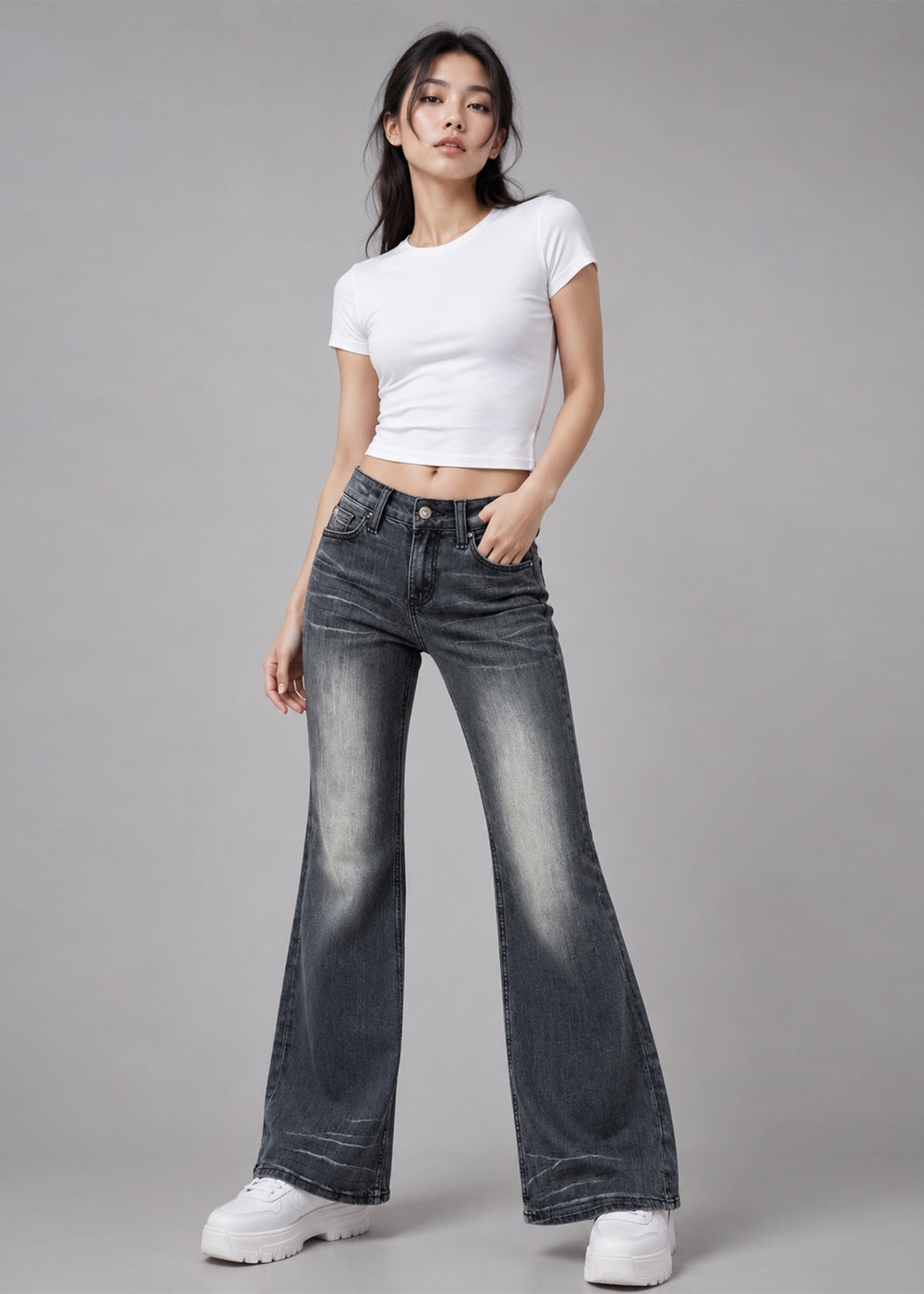 H&M Women BootCut Jeans Gery US 741