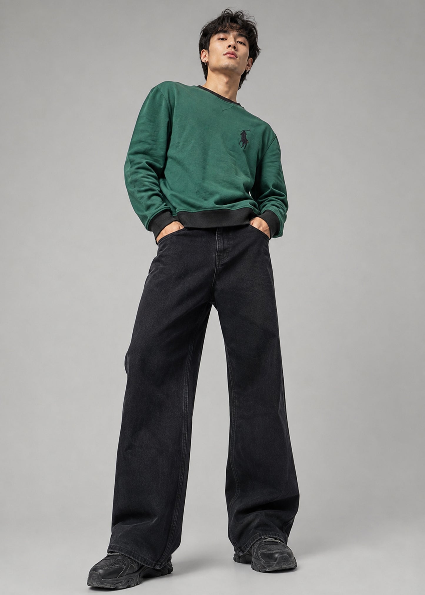 Barckets Men Sweat Shirt Green/Black 713