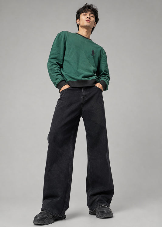Barckets Men Sweat Shirt Green/Black 713