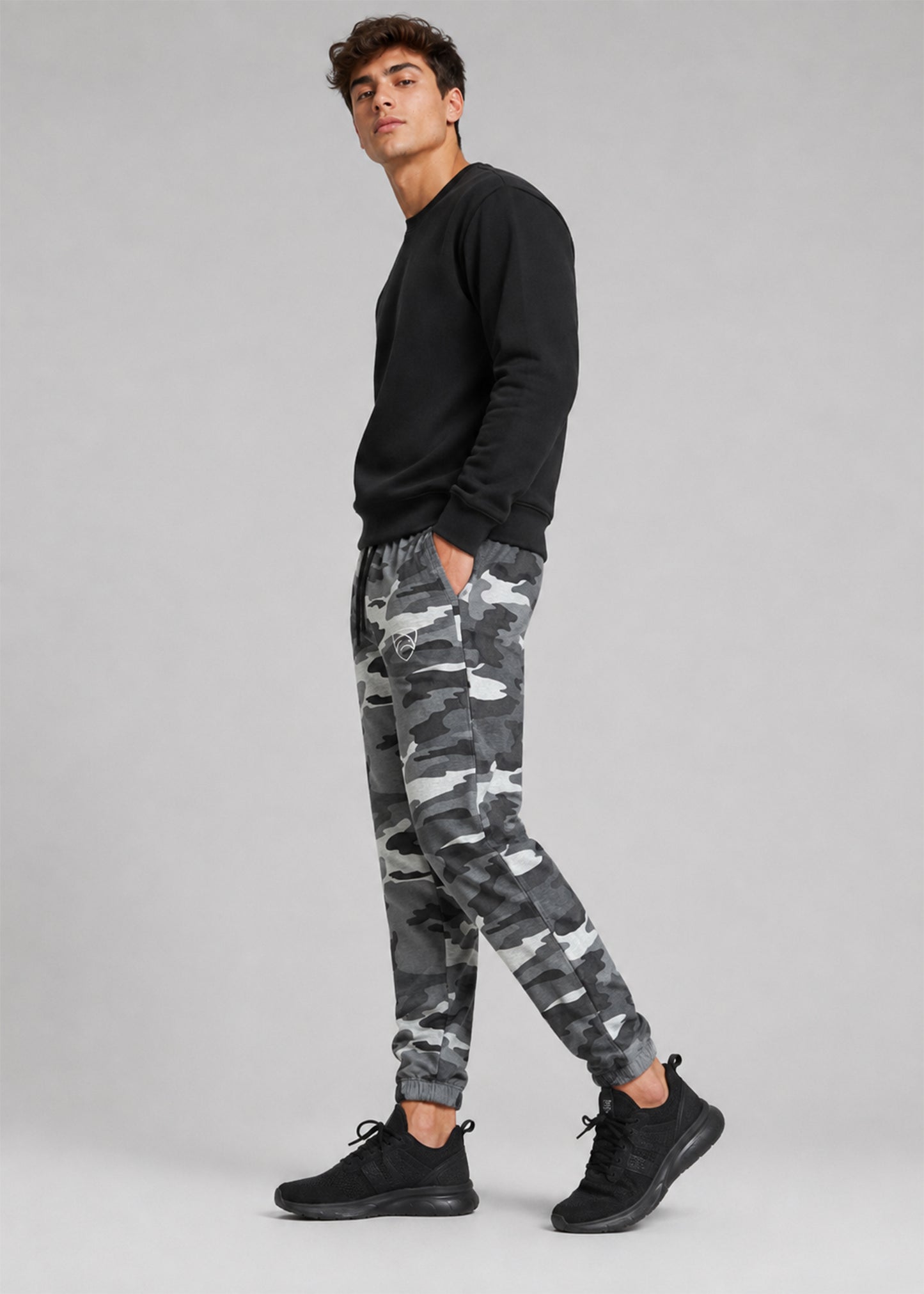 Men Fleece Trouser Grey Camouflage 721
