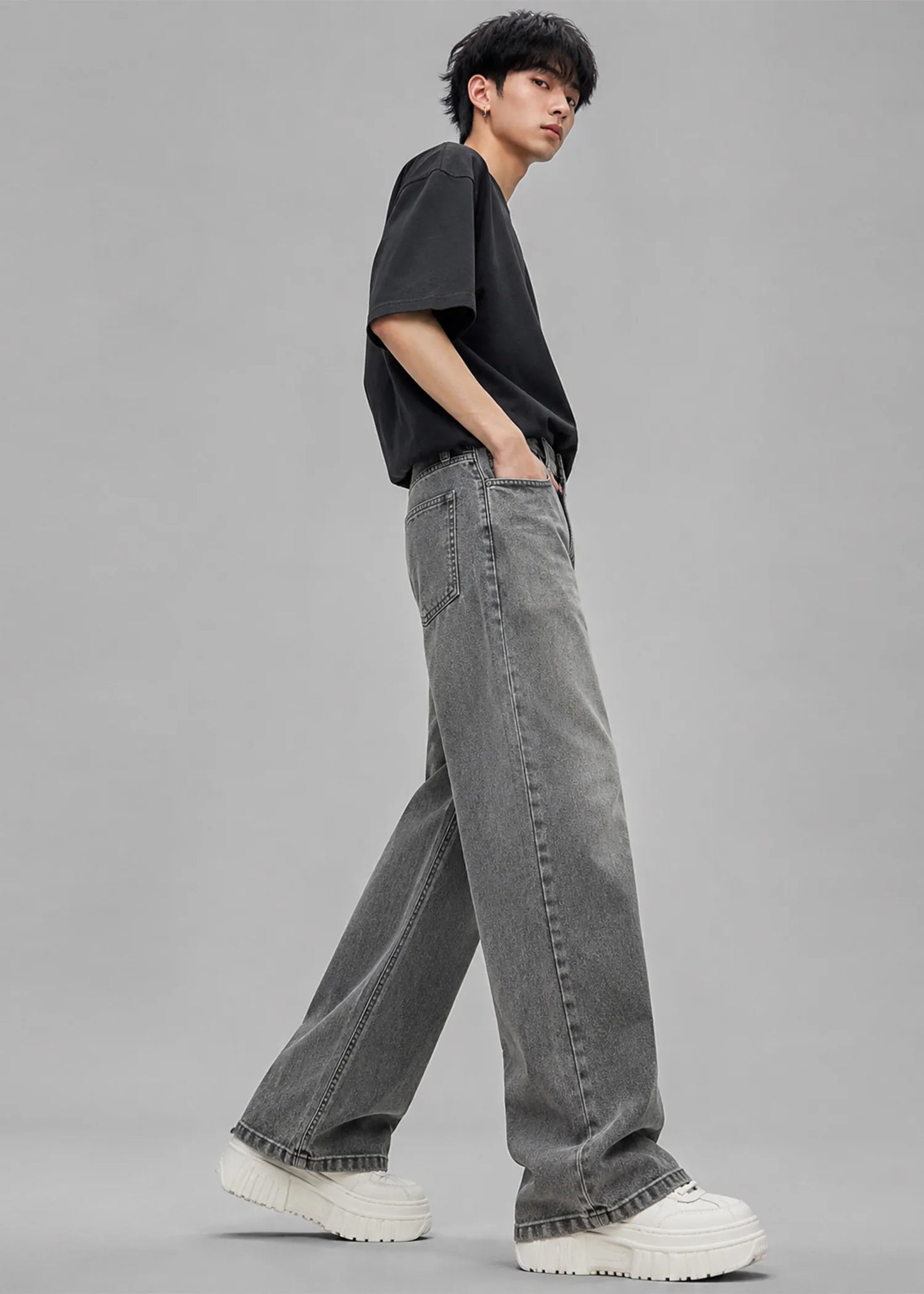 River Island Men Loose Fit Jeans Grey  US 593