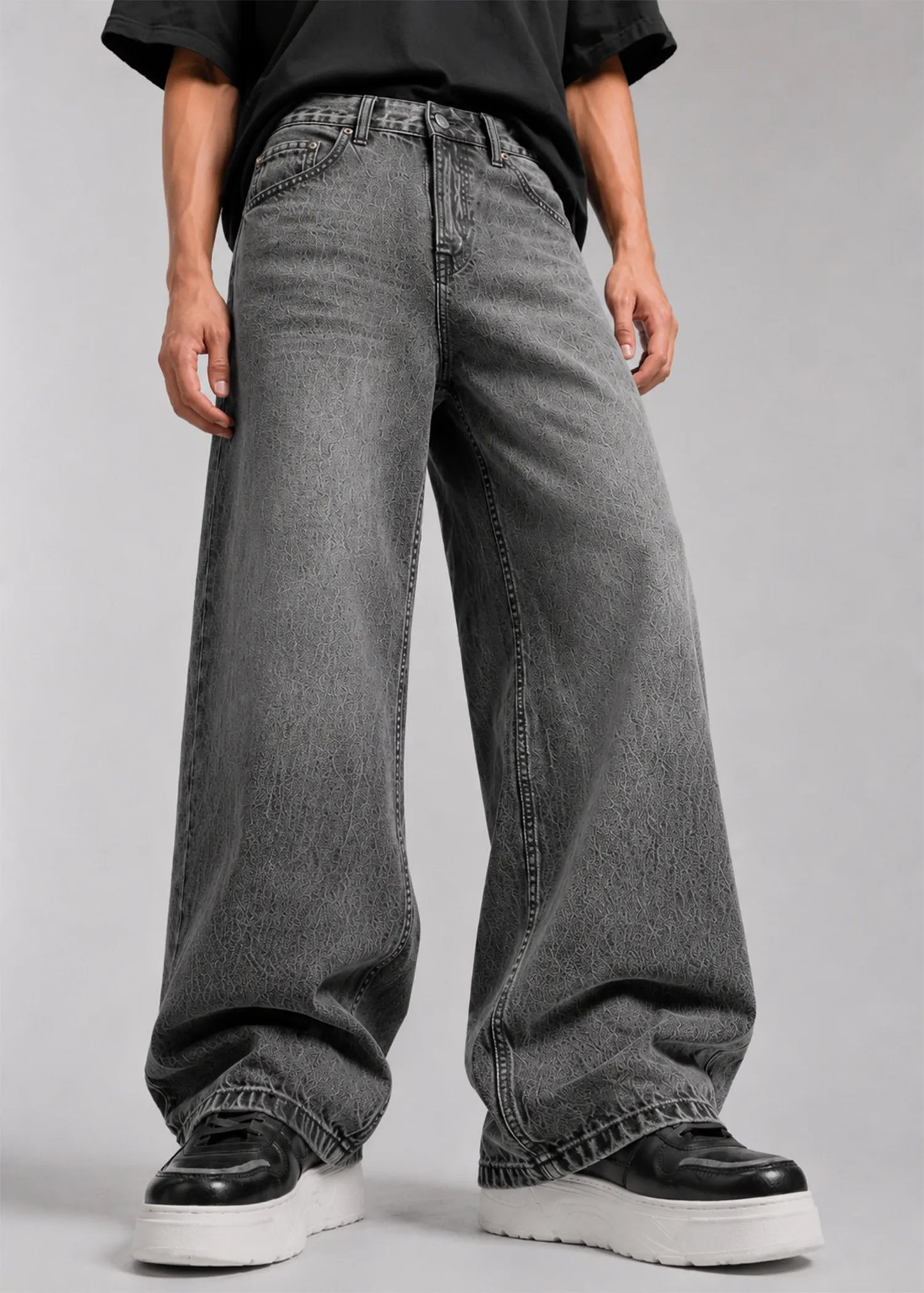 River Island Men Loose Fit Jeans Grey  US 593