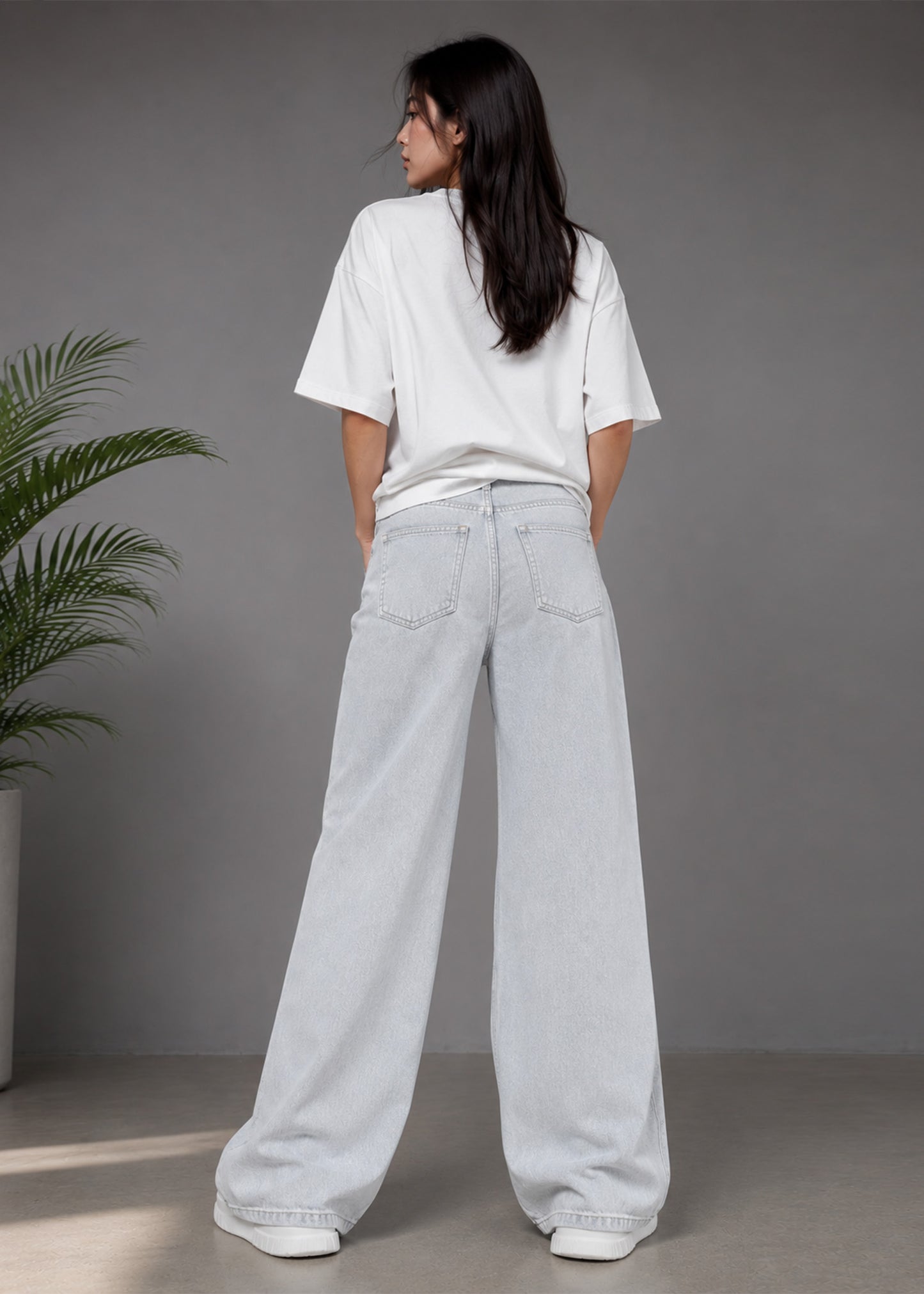 H&M Women Wide Leg Jeans Grey US 640