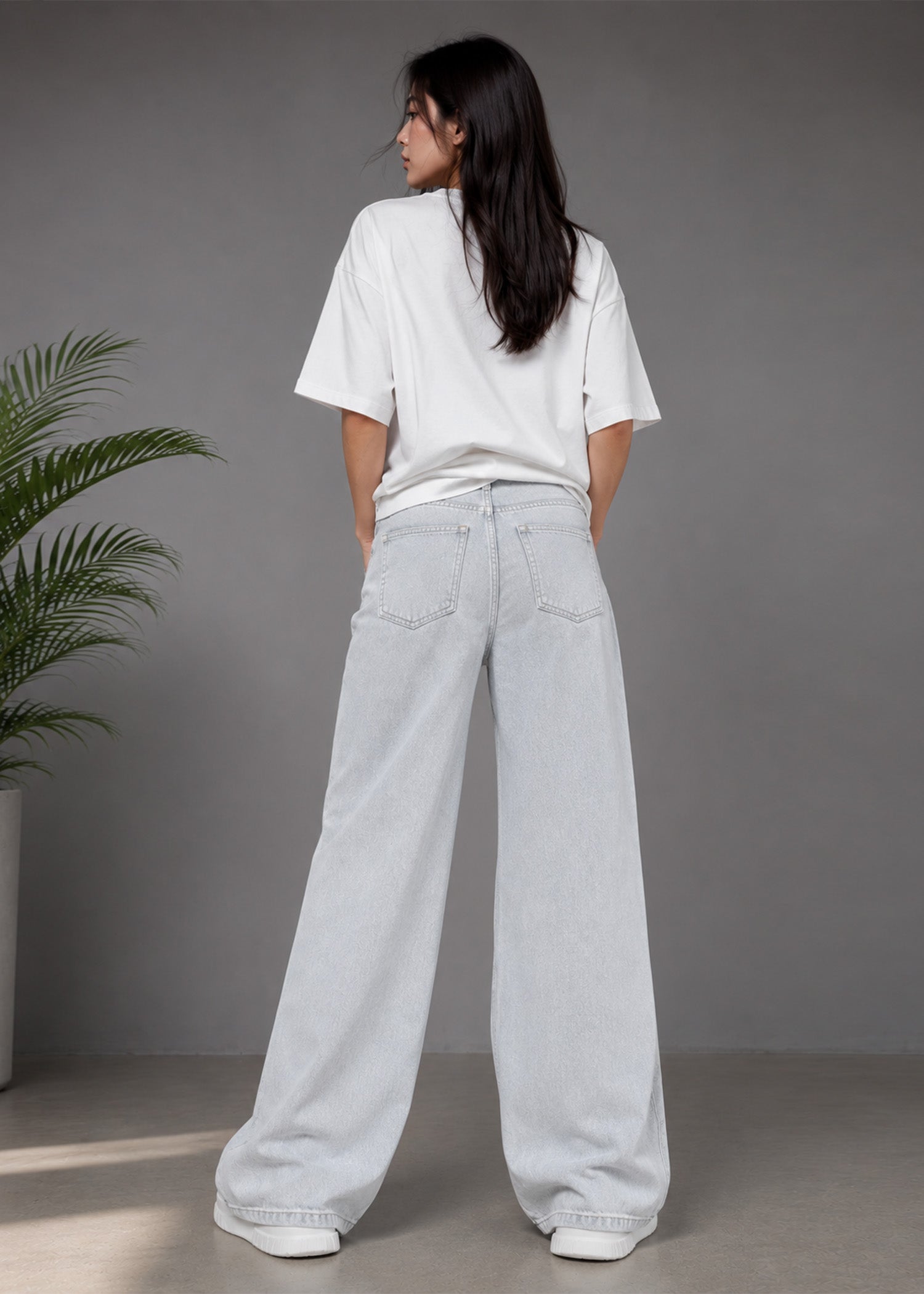 H&M Women Wide Leg Jeans Grey US 640