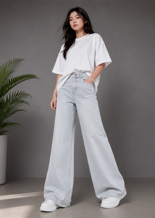 H&M Women Wide Leg Jeans Grey US 640