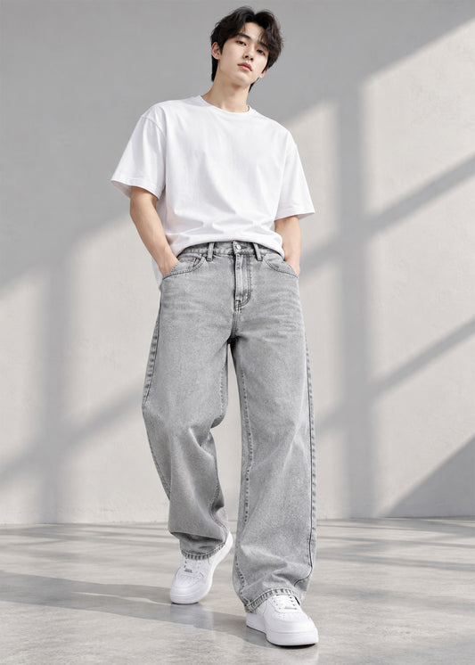 Primark Men Loose Fit Jeans Grey Washed US 786