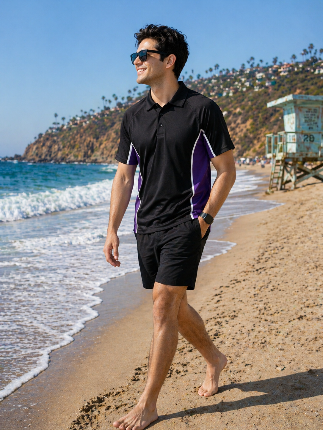 Falcon-Men FLN Polo Shirts Black/Purple