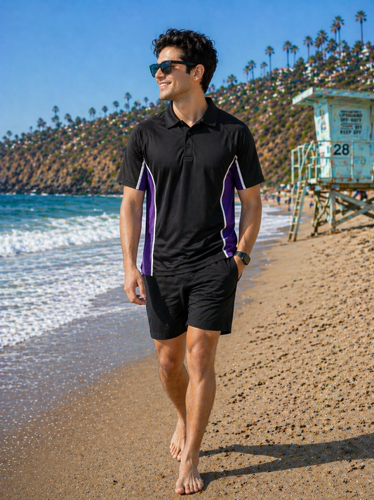 Falcon-Men FLN Polo Shirts Black/Purple