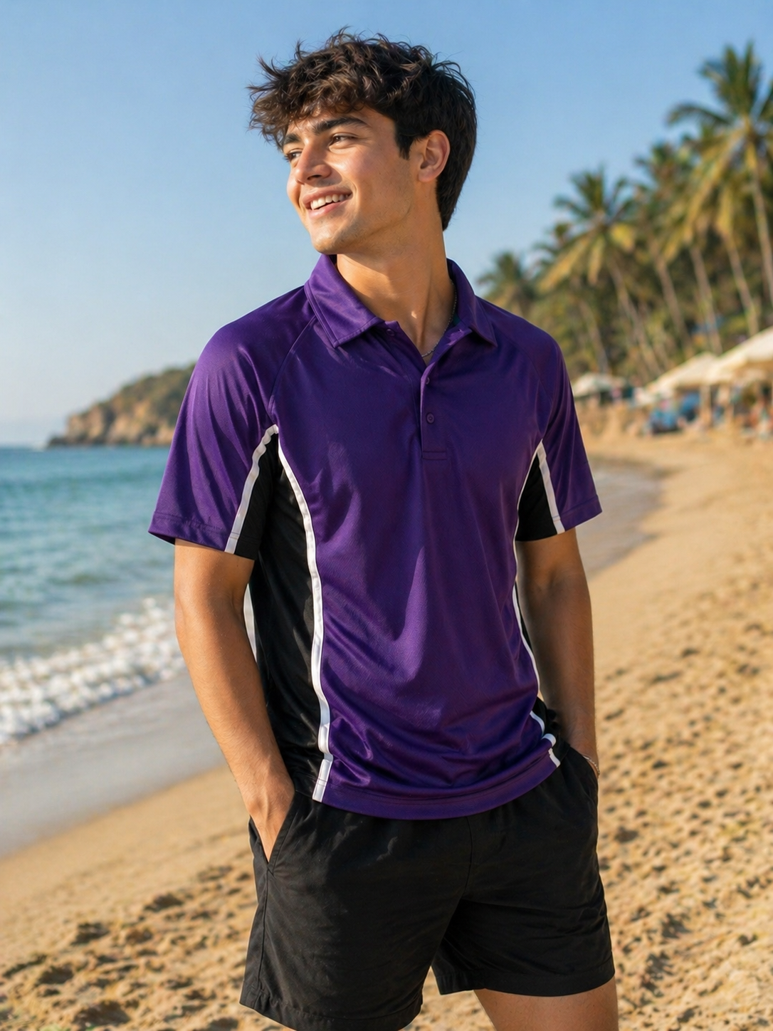 Falcon-Men FLN Polo Shirts Purple /Black