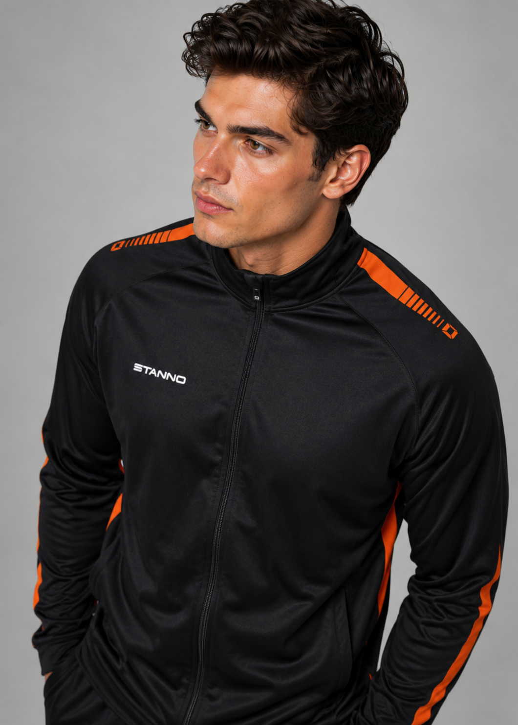 Stanno-Men Full Zipper Black Orange ST