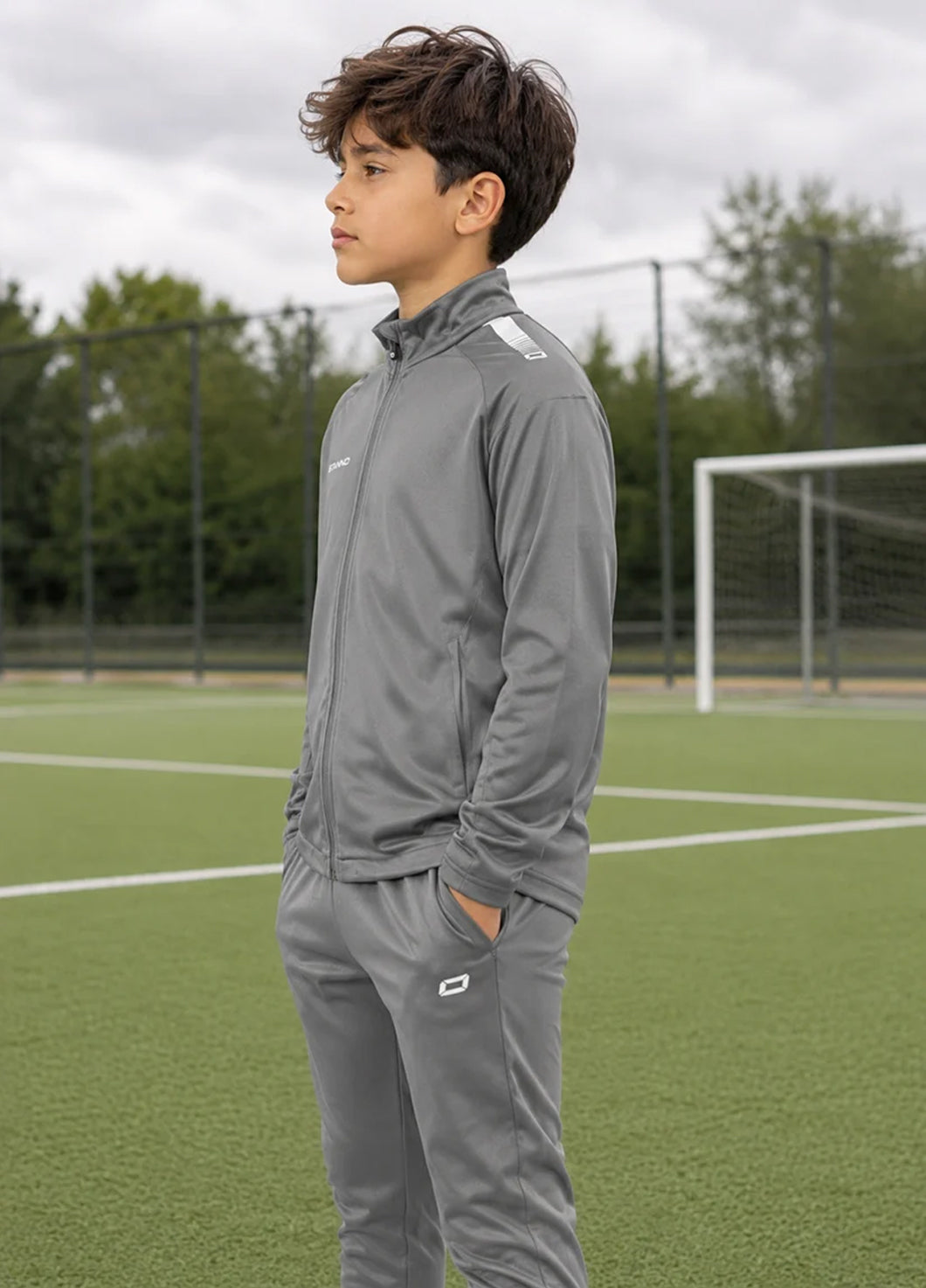 Stanno-Kids Jacket Full Zip Grey White