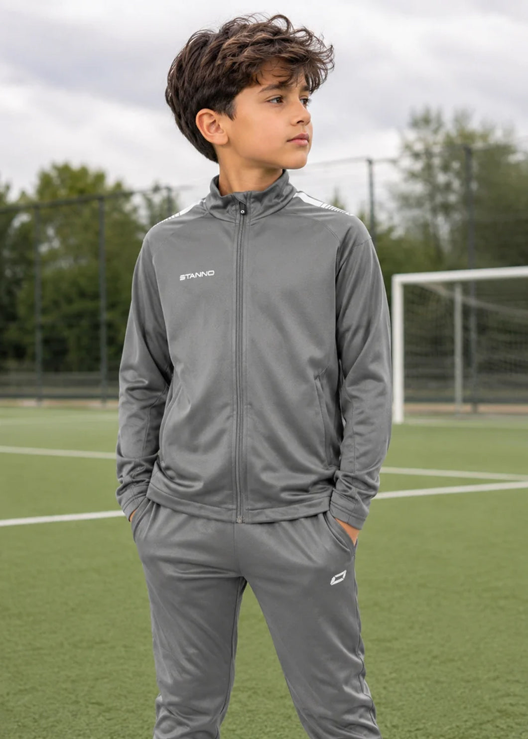 Stanno-Kids Jacket Full Zip Grey White
