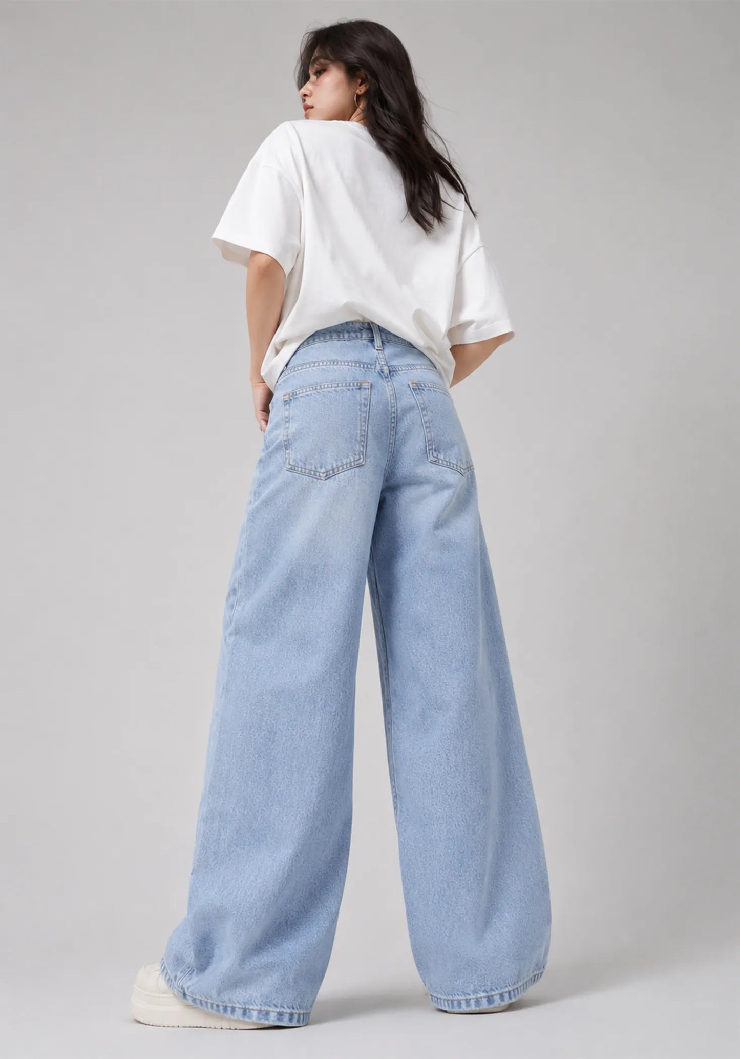 H&M Women Wide Leg Jeans Light Blue US 622