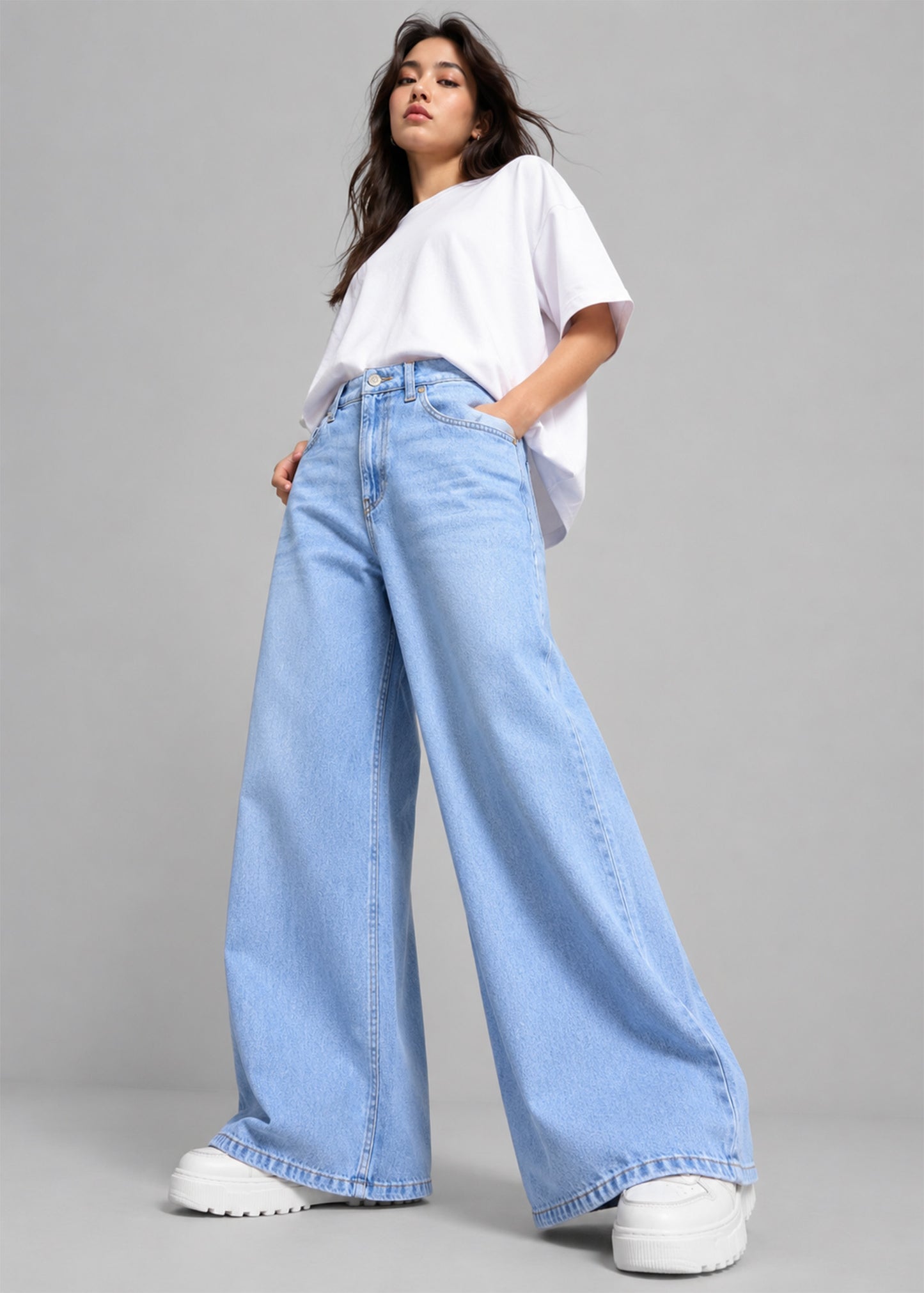 Urban Star Women Wide Leg Jeans Light Blue US 631