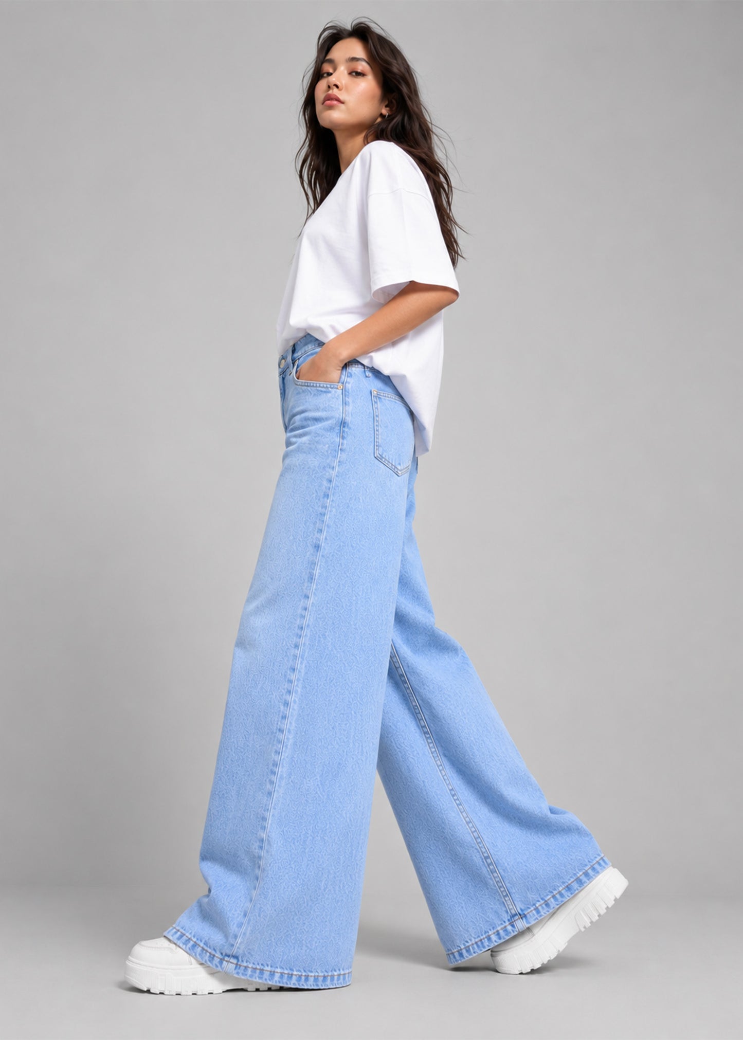 Urban Star Women Wide Leg Jeans Light Blue US 631