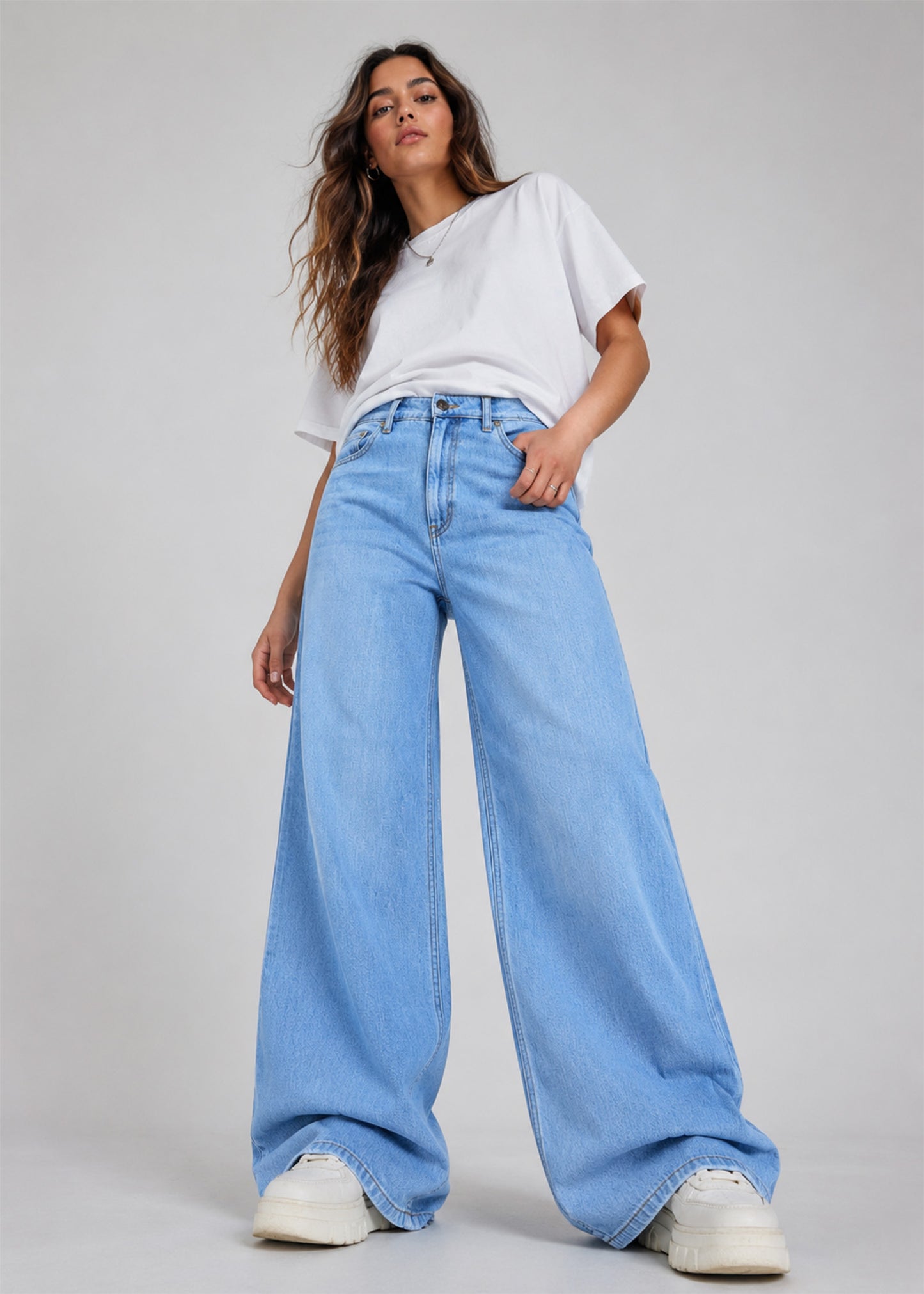 Denim&Co Women Wide Leg Jeans Light Blue US 633