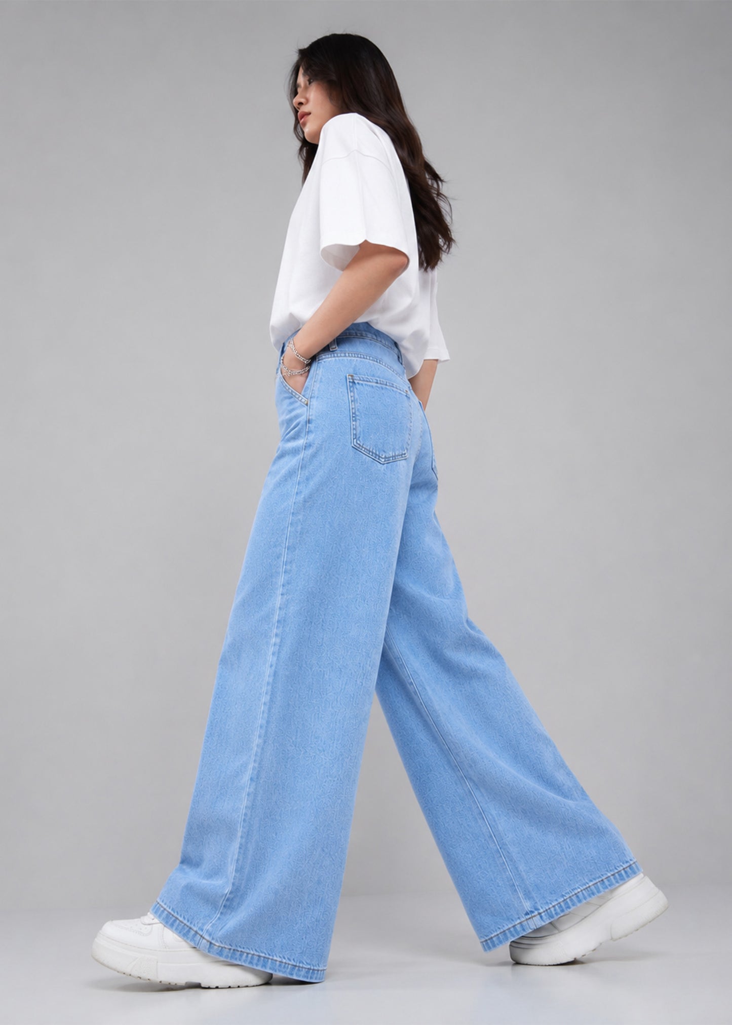 Denim&Co Women Wide Leg Jeans Light Blue US 633