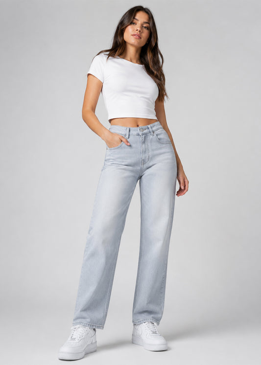C&A Women Straight Fit Jeans Light Gery US 702