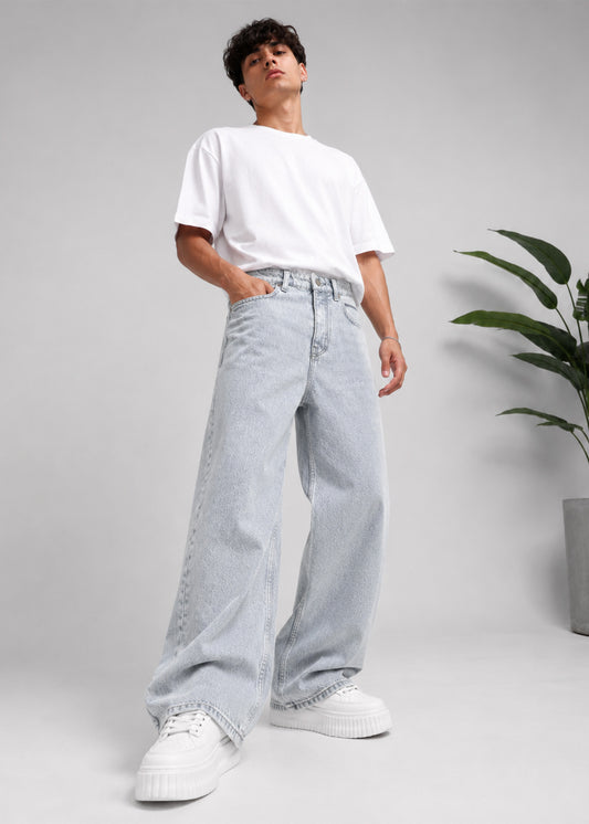 Daily Men Loose Fit Jeans Light Grey US 666
