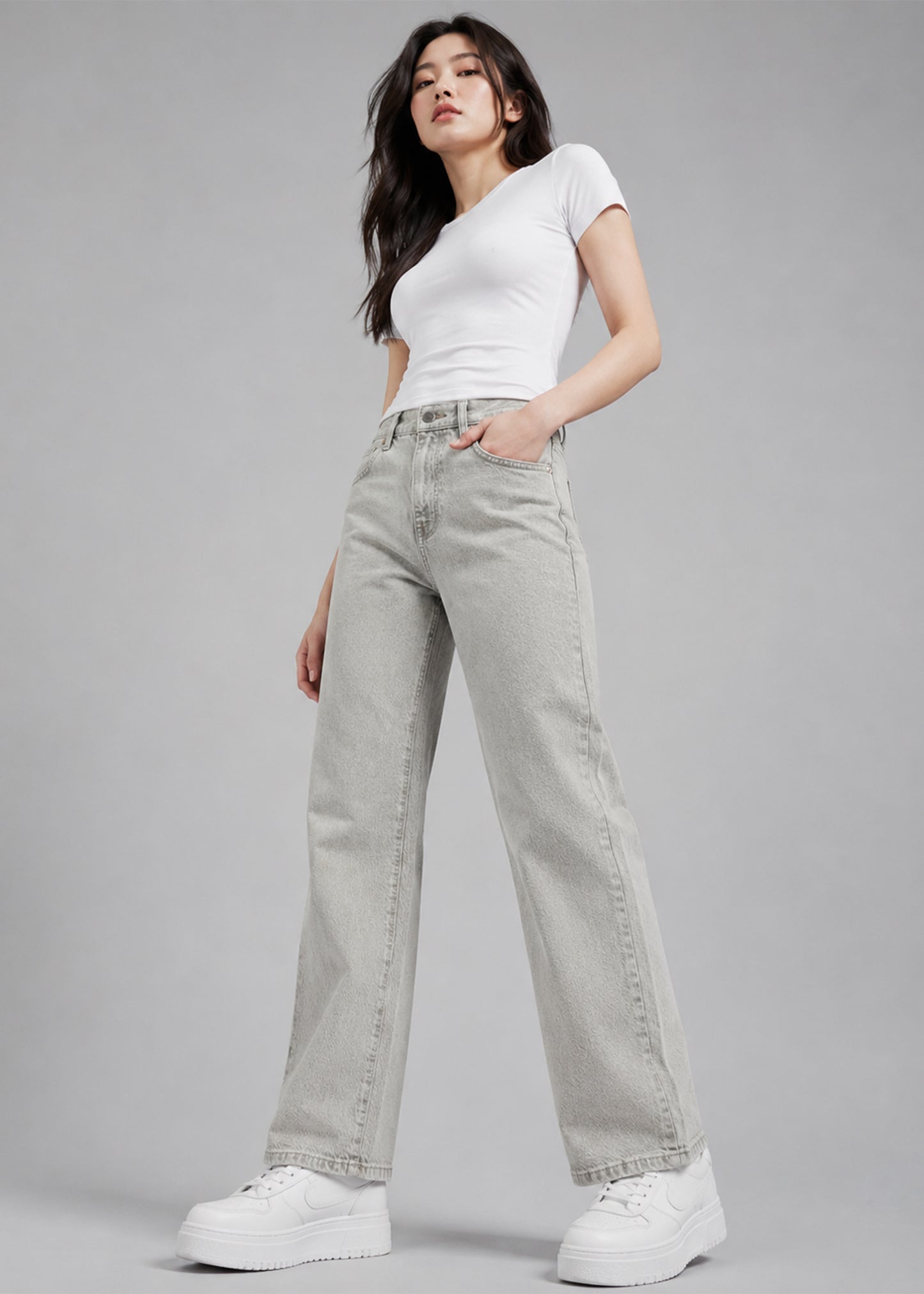 C&A Women Straight Fit Jeans Light Grey US 677