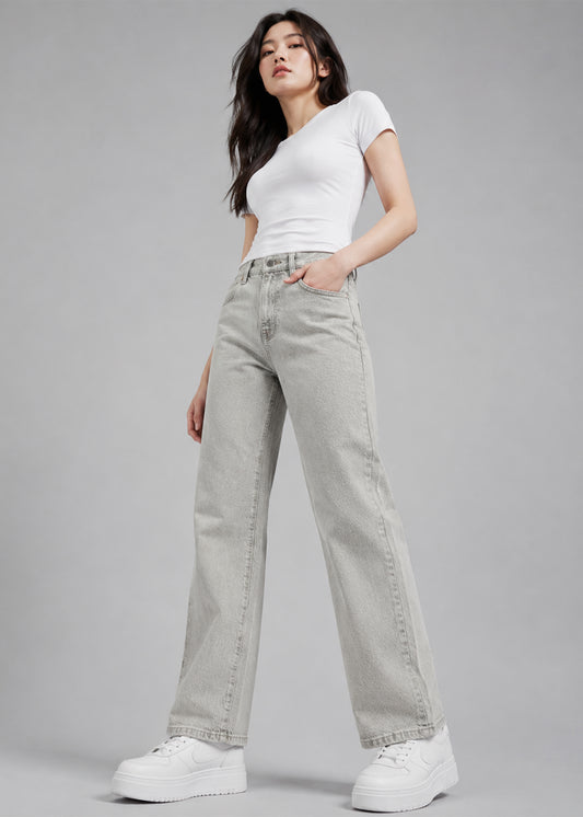 C&A Women Straight Fit Jeans Light Grey US 677