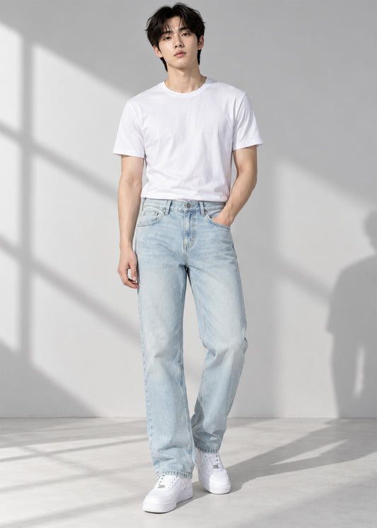 Primark Men Straight Fit Jeans Light Ice Blue US 783