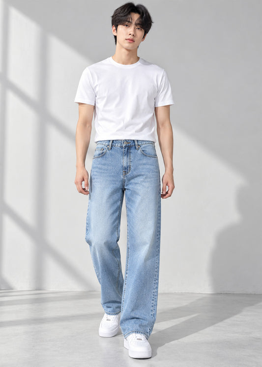 Primark Men Straight Fit Jeans Light Wash Blue US 782