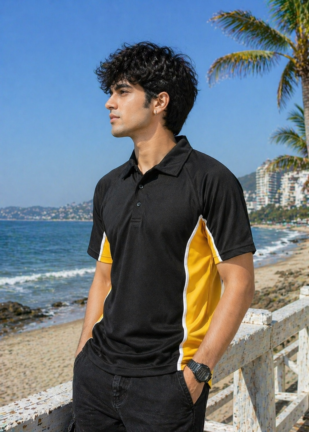 Falcon-Men FLN Polo Shirts Black/Yellow