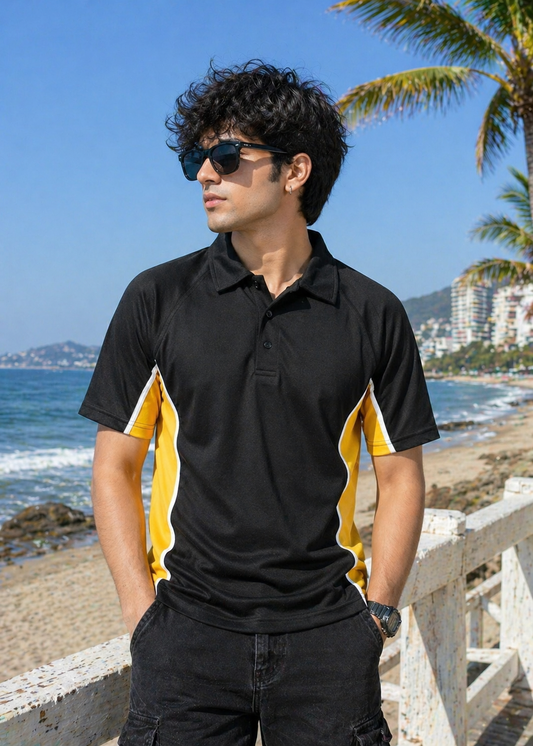 Falcon-Men FLN Polo Shirts Black/Yellow