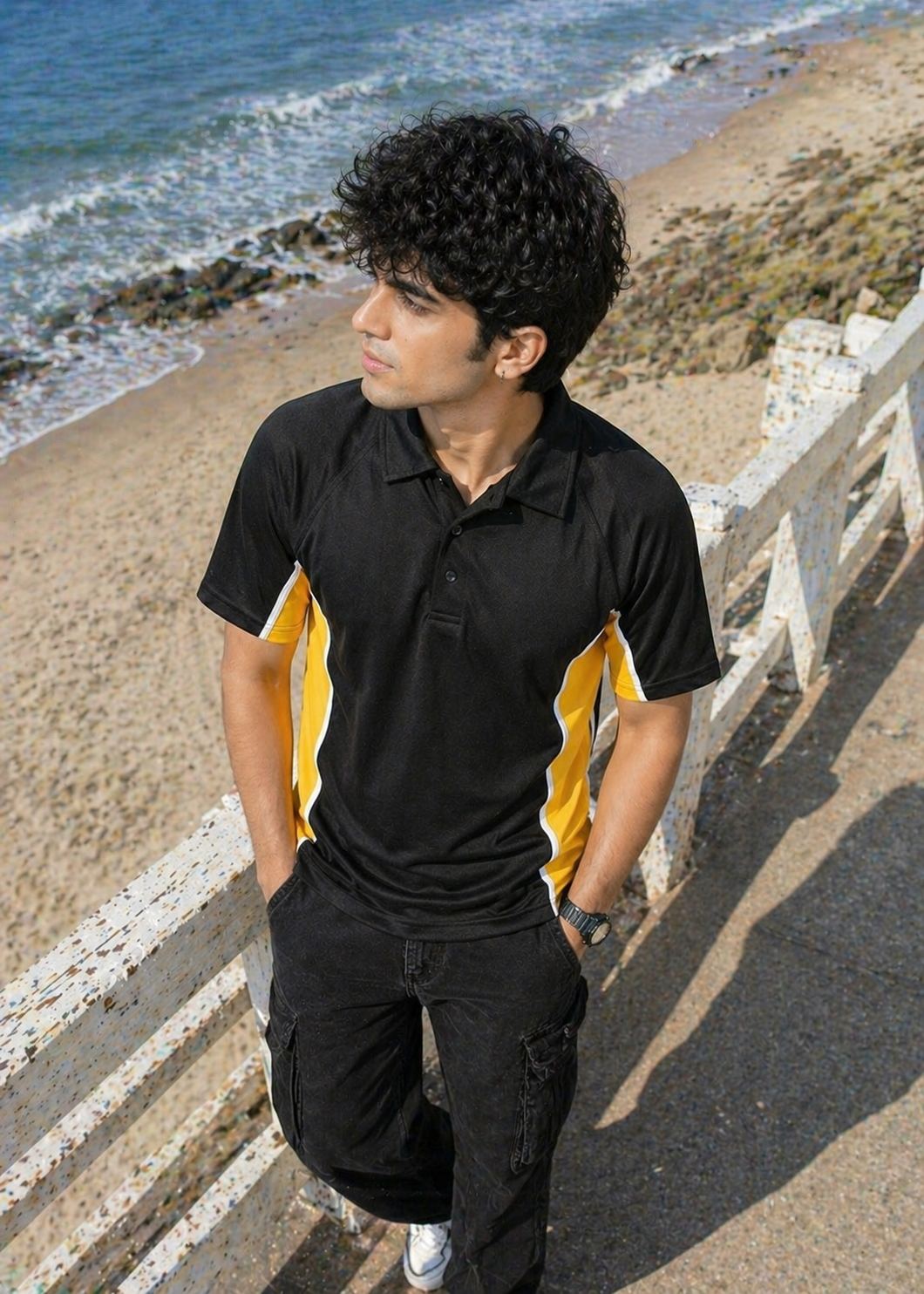 Falcon-Men FLN Polo Shirts Black/Yellow